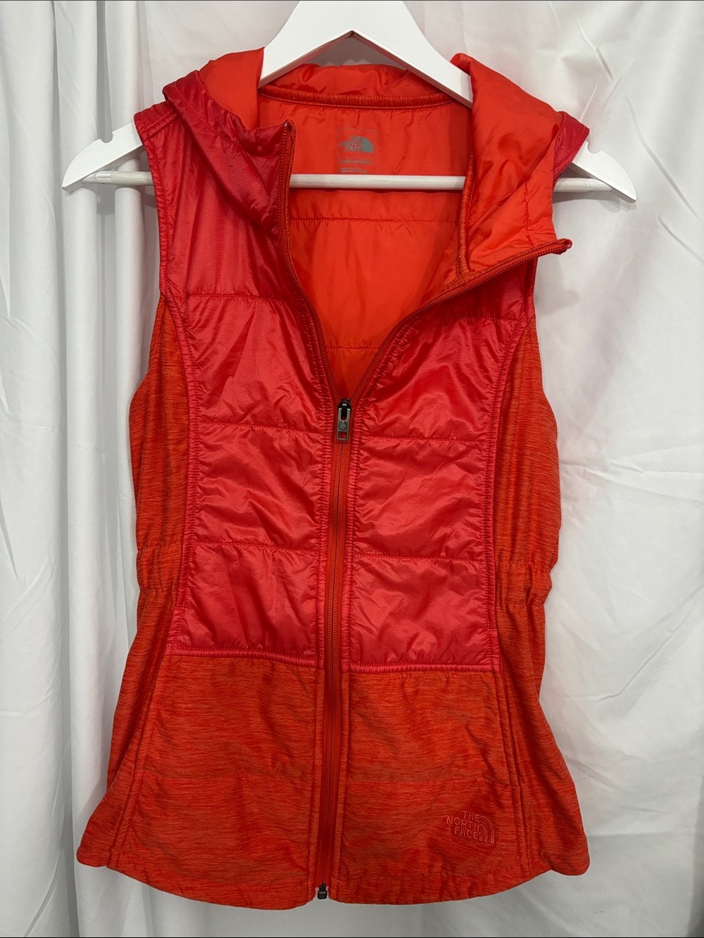 The North Face Women's Red & Orange Hooded Quilted Vest